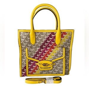 RLL Ralph Lauren Monogram Transition Multi Yellow Jacquard Symone Bag NW…